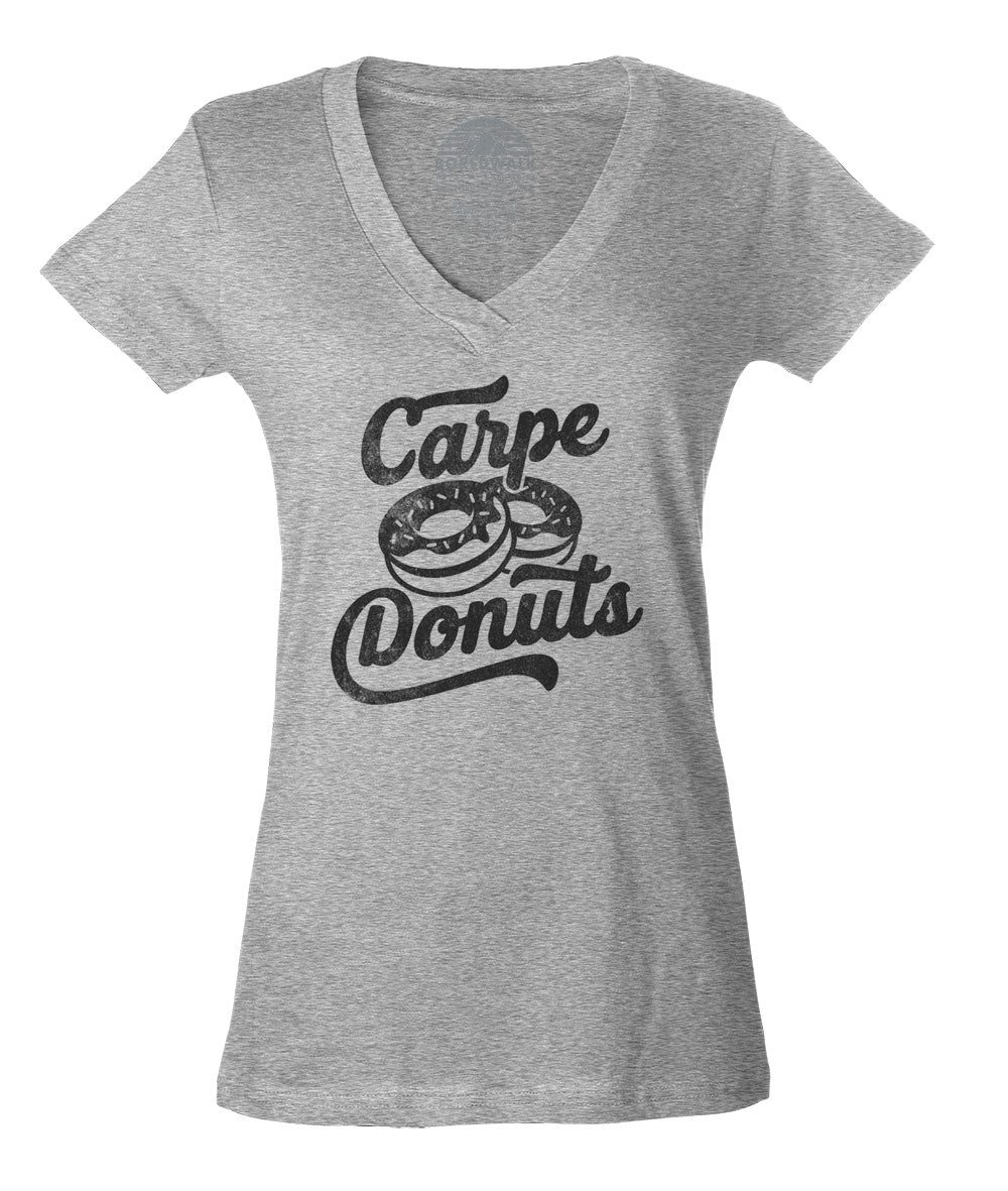 Women's Carpe Donuts Vneck T-Shirt - Funny Donut Shirt