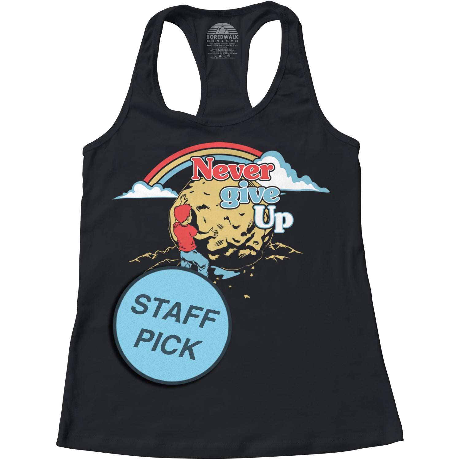 Women's Never Give Up Sisyphus Racerback Tank Top