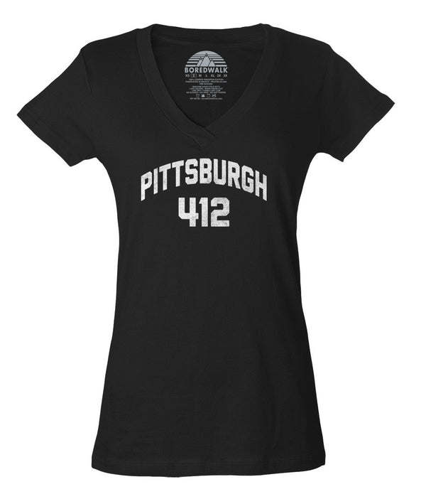 BoredWalk Women's Pittsburgh 412 Area Code T-Shirt, Select A Size / Kelly