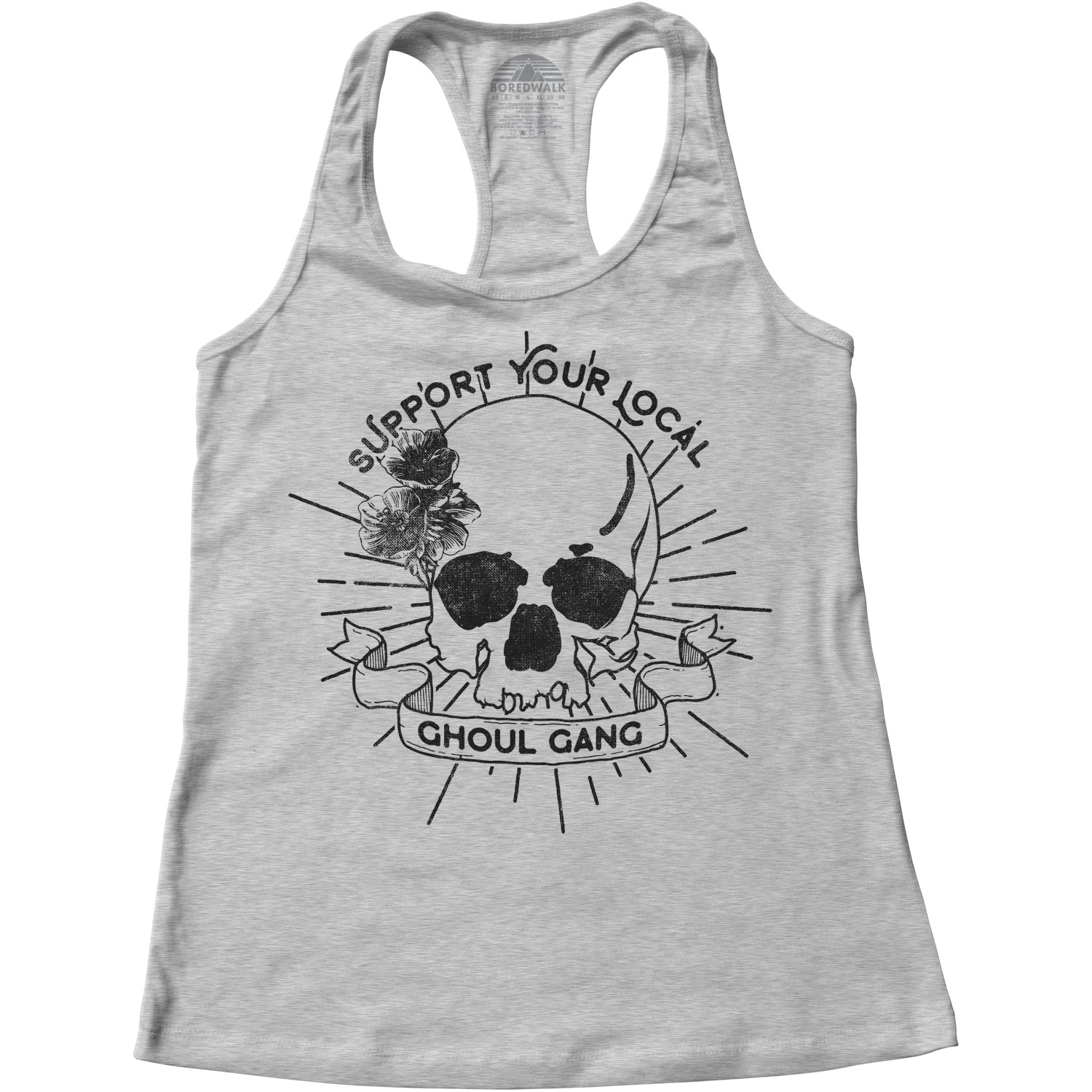 Women's Floral Skull Racerback Tank Top - Boredwalk