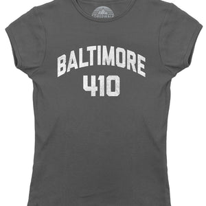 BoredWalk Men's Baltimore 410 Area Code T-Shirt, Small / Black