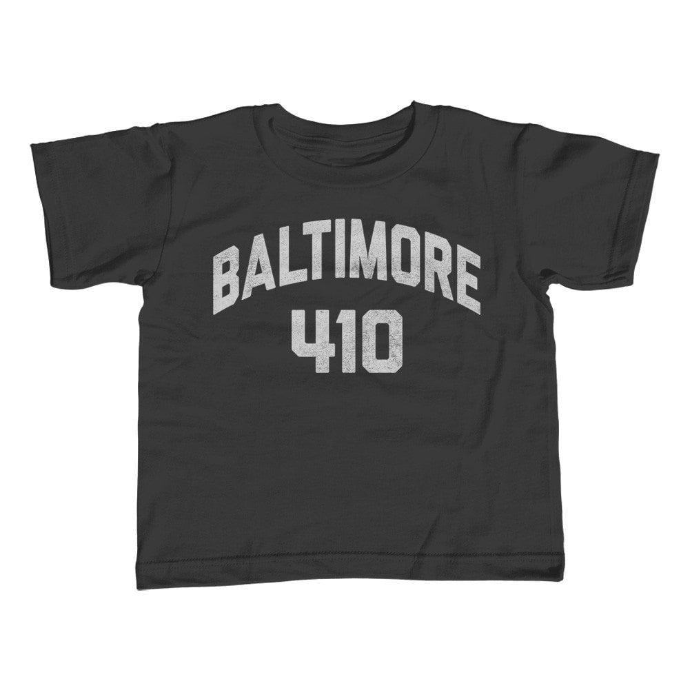 BoredWalk Men's Baltimore 410 Area Code T-Shirt, Small / Black