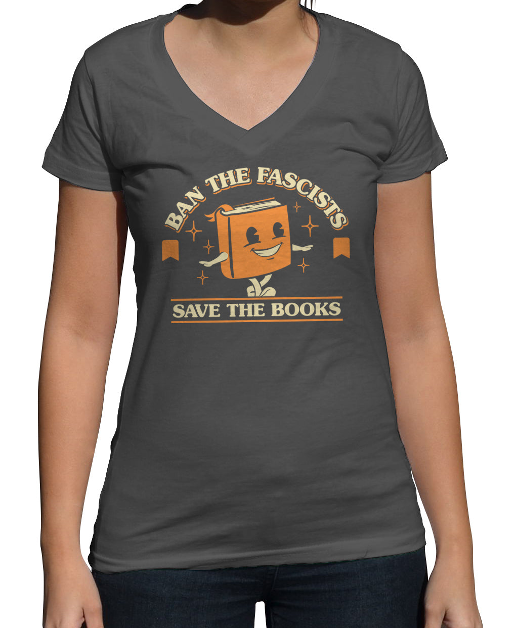 Boredwalk Women's Ban The Fascists Save The Books T-Shirt, Large / Teal