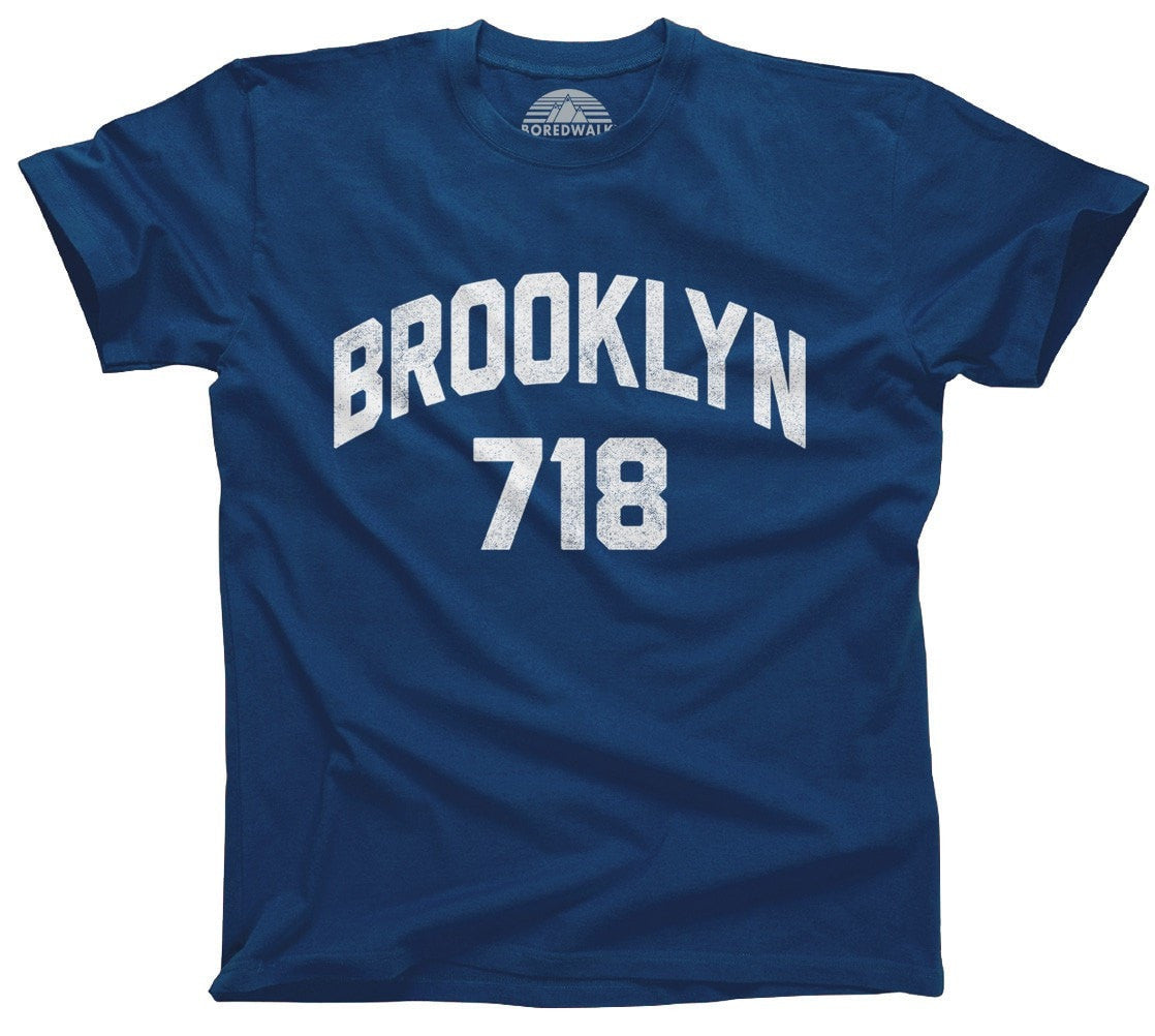BoredWalk Men's Brooklyn 718 Area Code T-Shirt, Select A Size / Navy