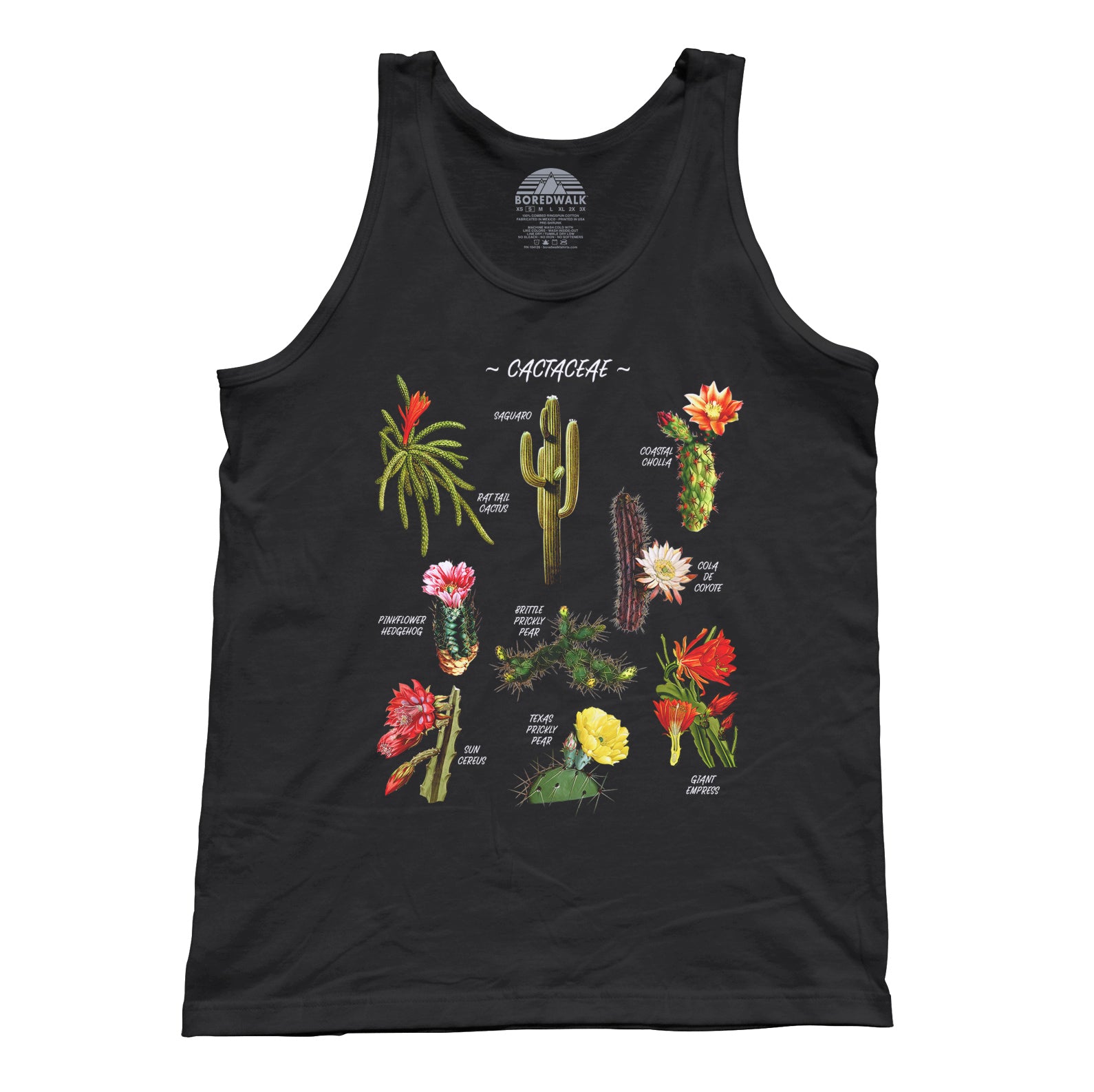 Women's Cactus Botanical Chart Racerback Tank Top - Boredwalk