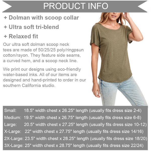 Women's Tri-Blend Dolman T-Shirt Size Chart – The Shop Forward