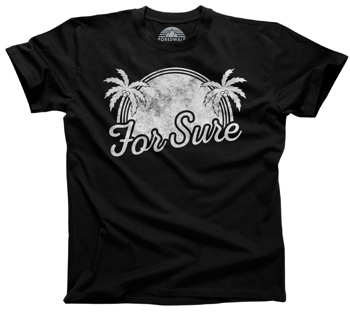 BoredWalk Men's for Sure T-Shirt La California Beach Vacation Palm Trees, Large / Black