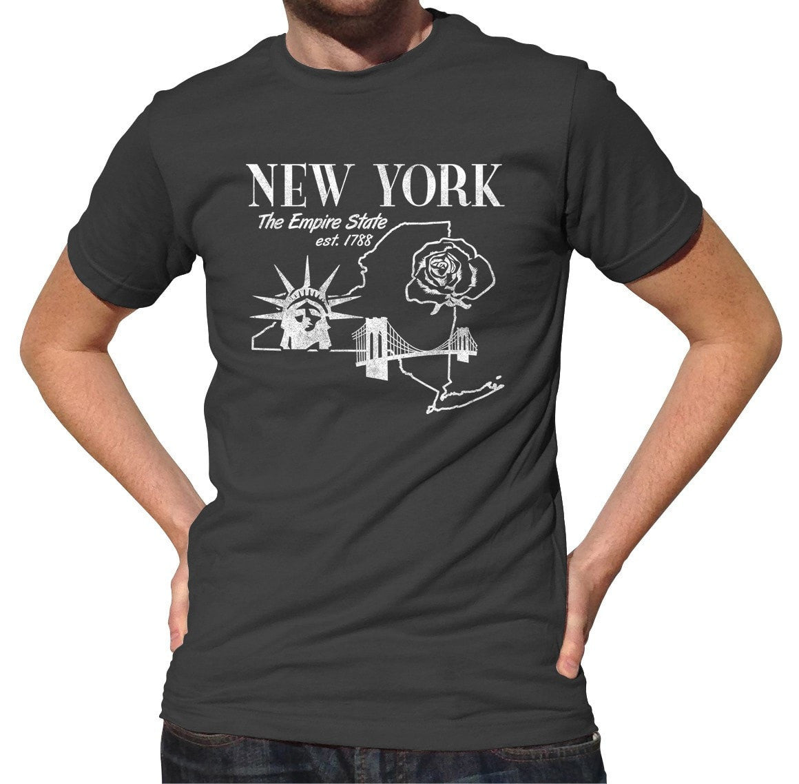 BoredWalk Men's Retro New York T-Shirt Vintage State Pride, Large / Navy