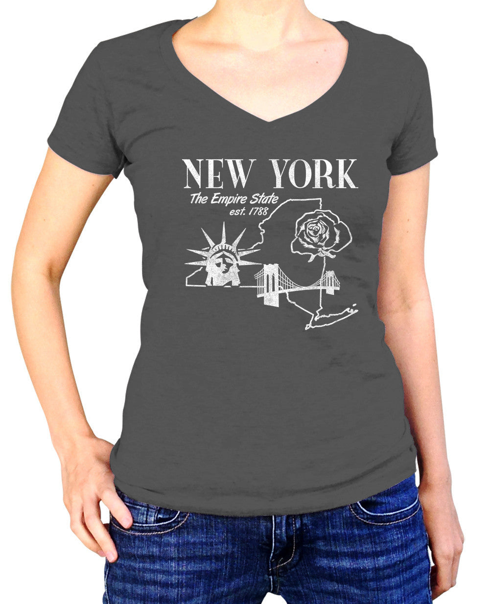 BoredWalk Women's Retro New York T-Shirt Vintage State Pride, Select A Size / Royal