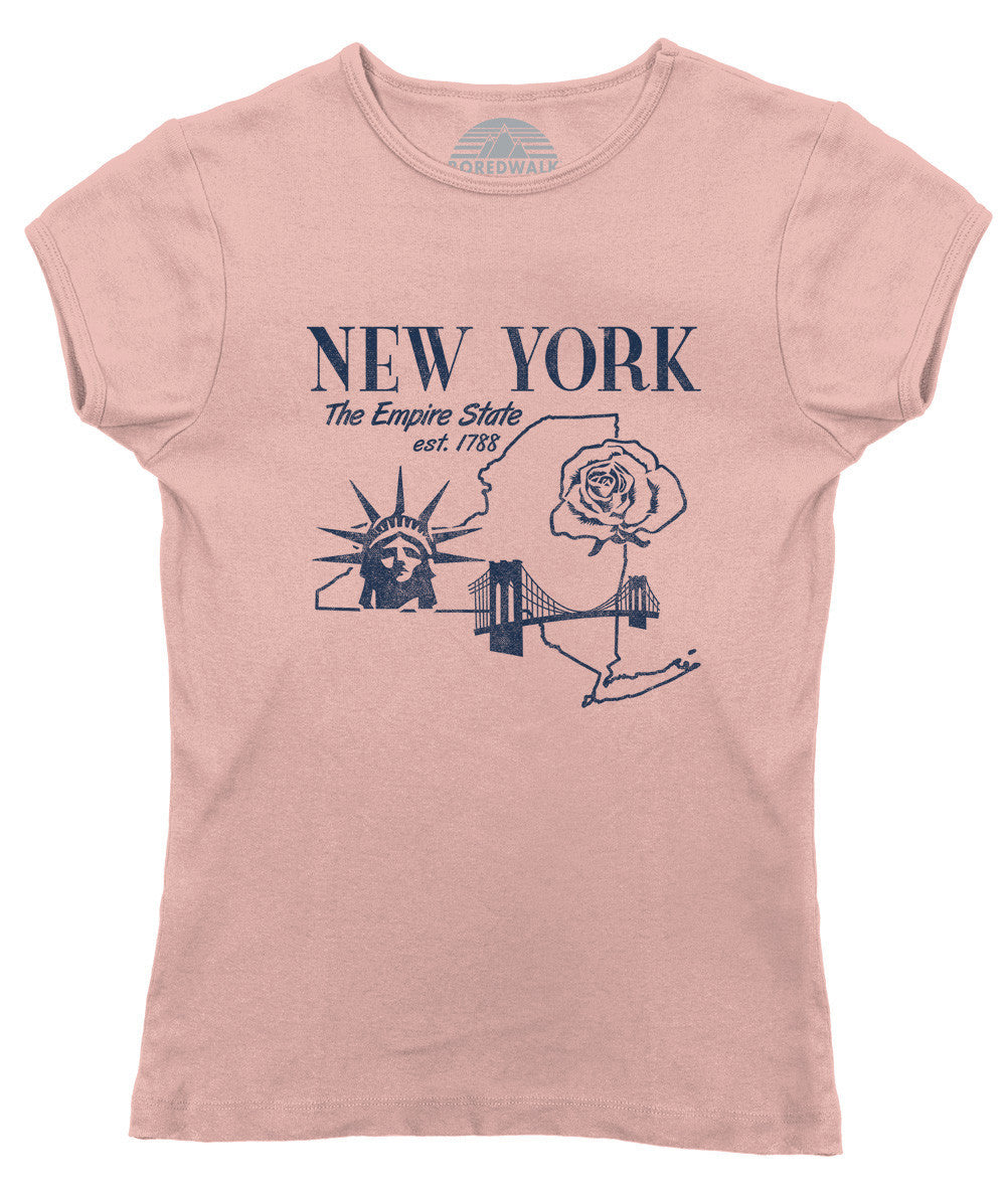 Women's Retro New York T-Shirt Vintage State Pride Select a Size / Pink