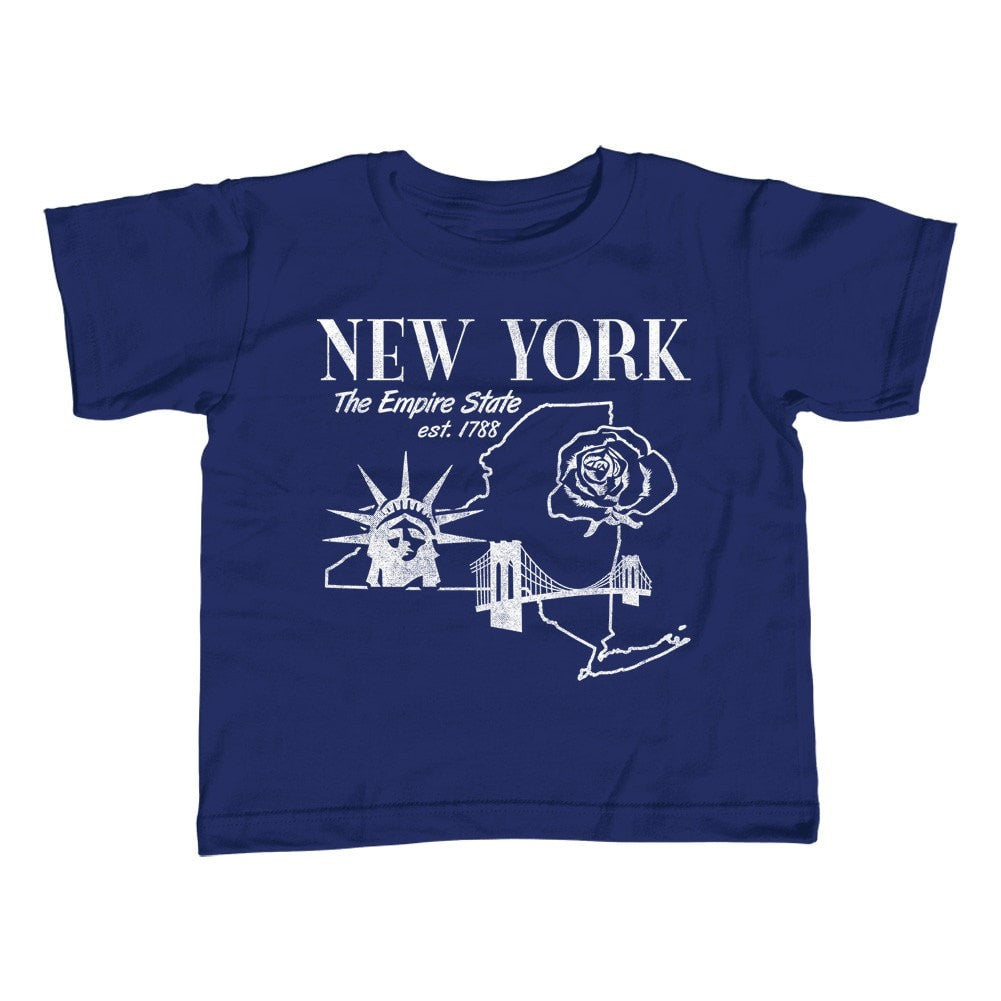 BoredWalk Men's Retro New York T-Shirt Vintage State Pride, Large / Navy