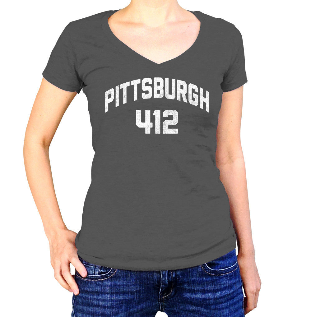 BoredWalk Women's Pittsburgh 412 Area Code T-Shirt, Select A Size / Black