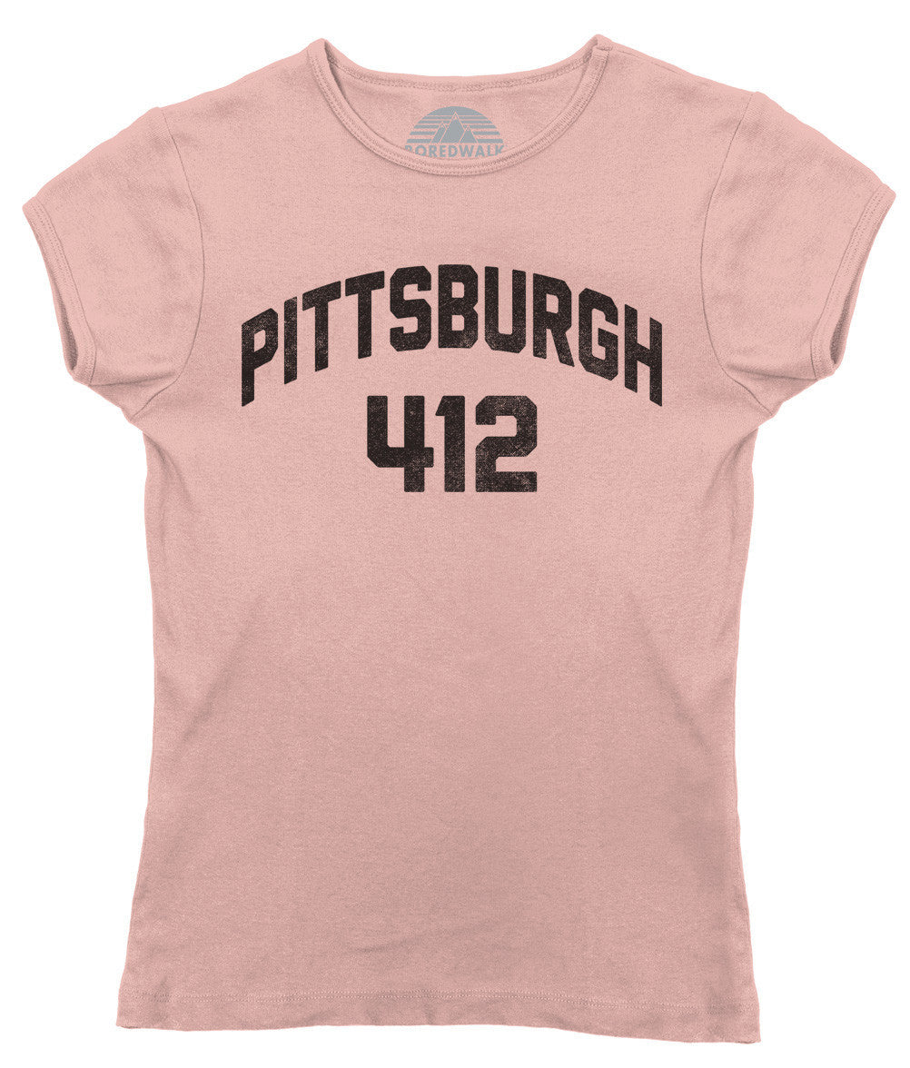 BoredWalk Women's Pittsburgh 412 Area Code T-Shirt, Select A Size / Kelly