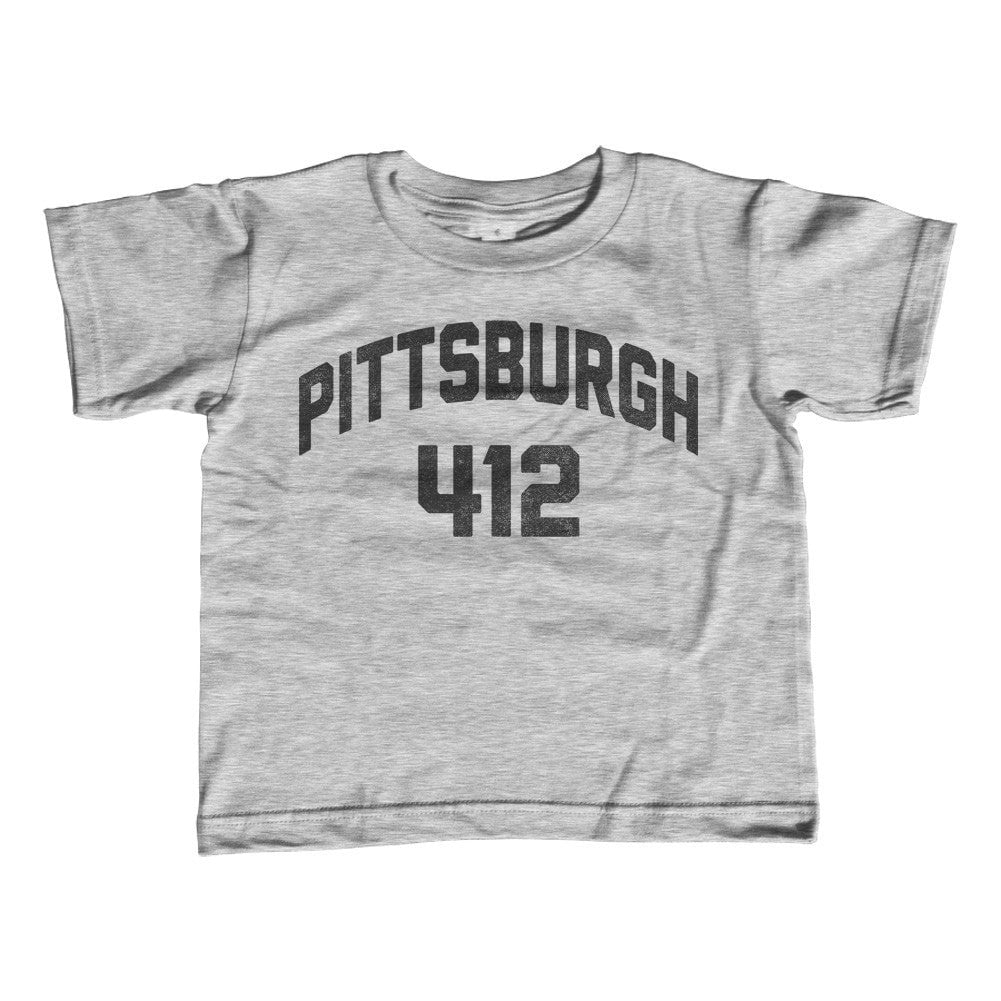 BoredWalk Boy's Pittsburgh 412 Area Code T-Shirt, 4T / Black