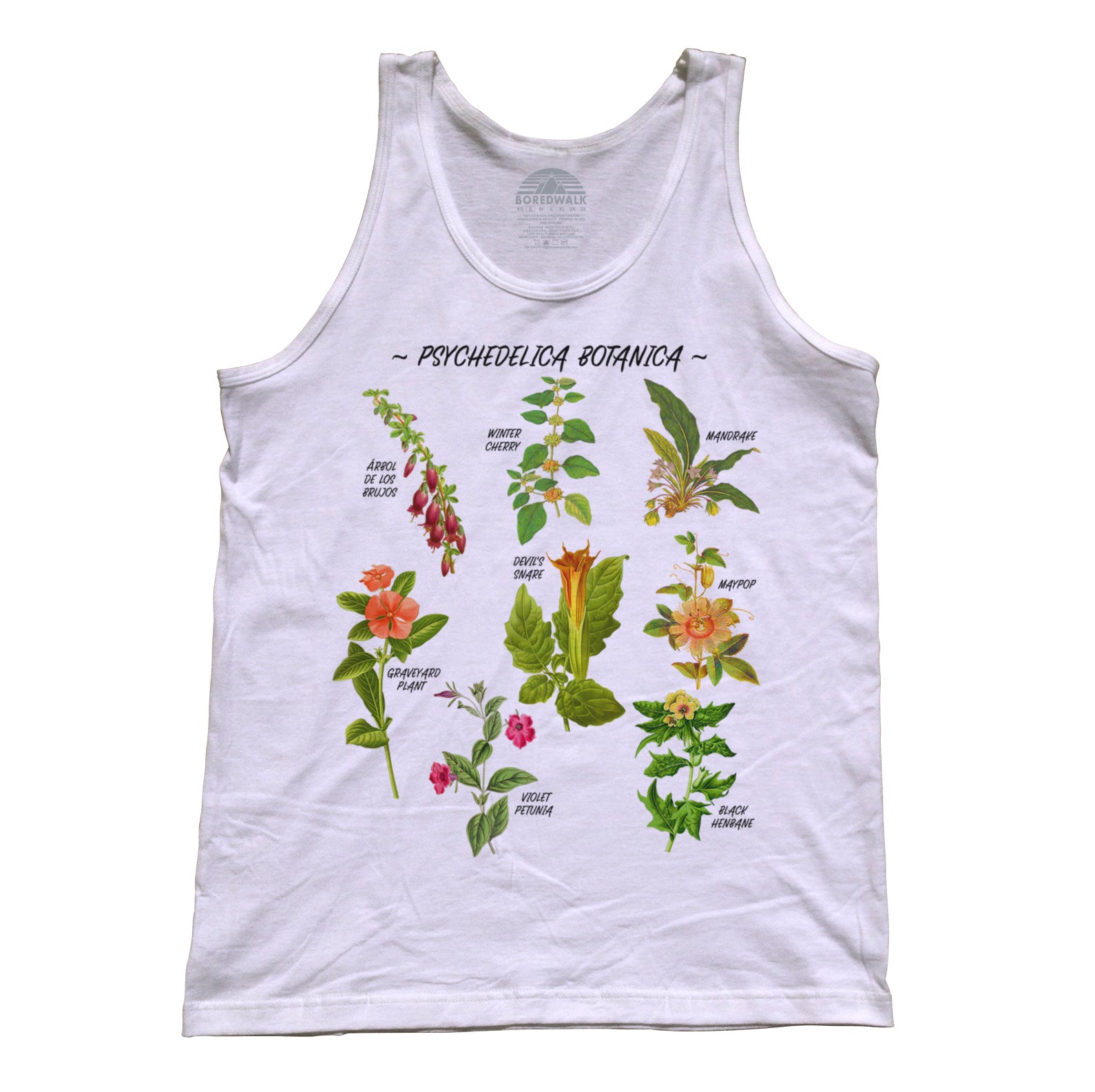 Boredwalk Men's Psychedelica Botanica T-Shirt, Large / White