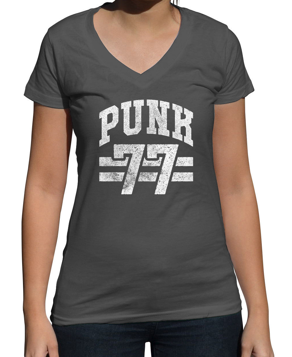 BoredWalk Women's Punk 77 T-Shirt - Alternative Music Punk Rock Grunge, XX-Large / Charcoal