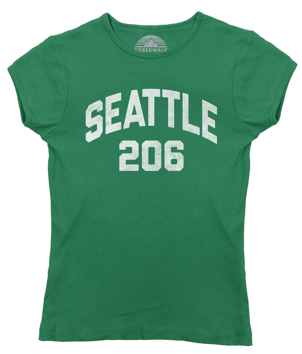 Boredwalk Women's Seattle 206 Area Code Scoop Neck T-Shirt, XX-Large / Navy
