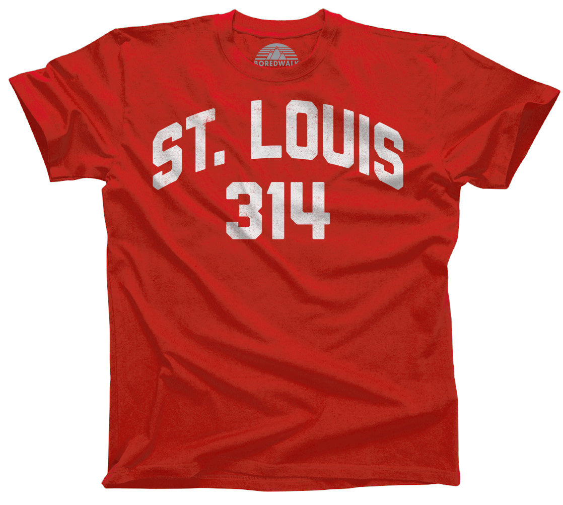 BoredWalk Men's St Louis 314 Area Code T-Shirt, X-Large / Red
