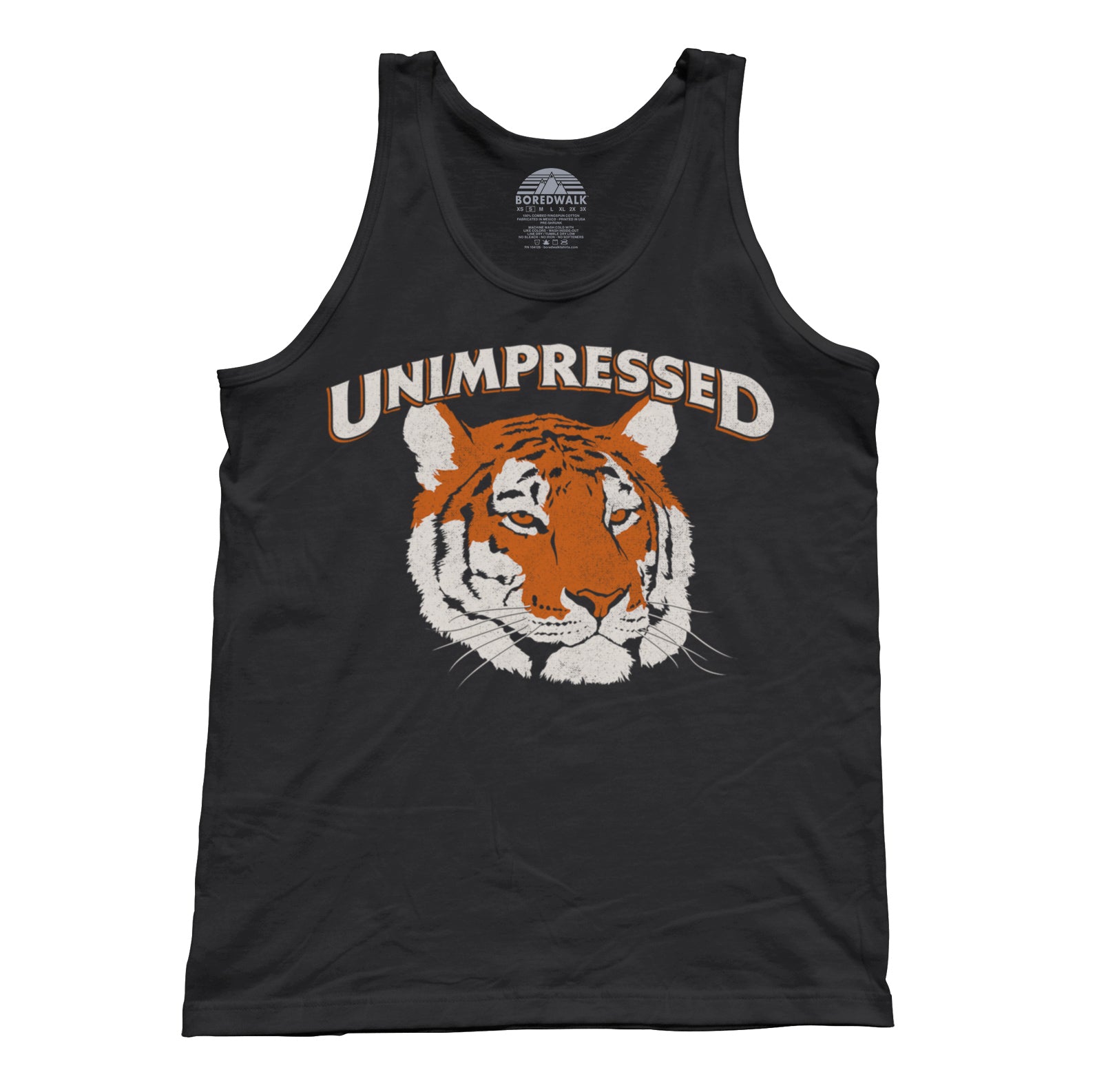 Boredwalk Men's Unimpressed Tiger T-Shirt, Small / Black