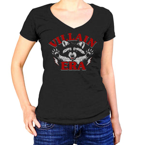 Women's Villain Era Raccoon Vneck T-Shirt